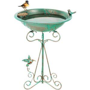 13” Bird Bath,Metal Bird Bath for Outside,Pedestal Bird Baths,Vintage Birdbath